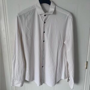 Xacus active shirt White Dress Shirt with Black Buttons